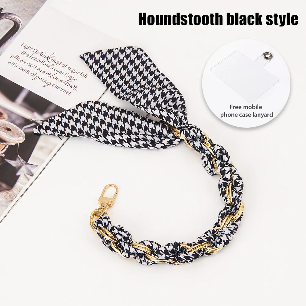 For Mobile Phone Short Lanyard Universal Silk Scarf Hand Wrist Strap Rope For Bag Chain Pendant Cell Phone Case Accessories