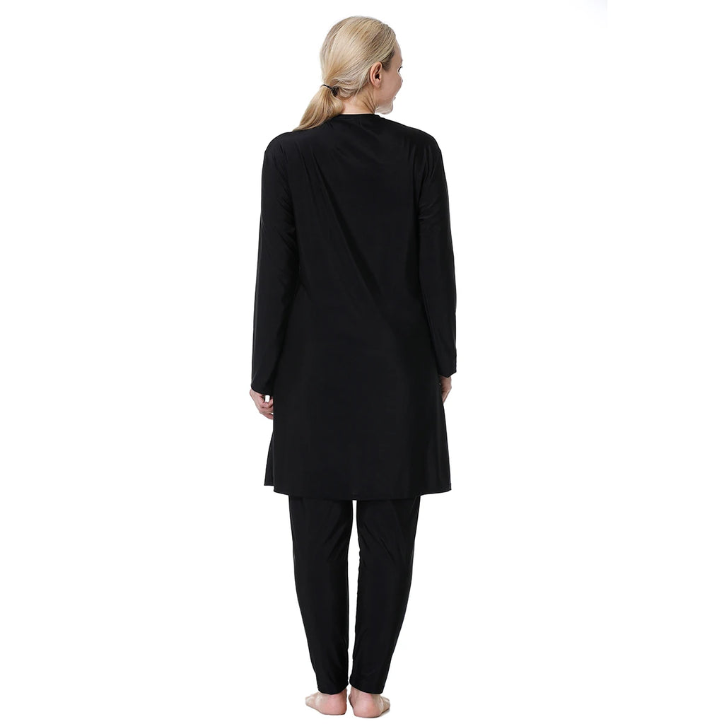 H1029 Muslim Women Fullcoverage  Long Sleeves Cover Up Burkinis Three Pieces Plus Size Swimwear Suits