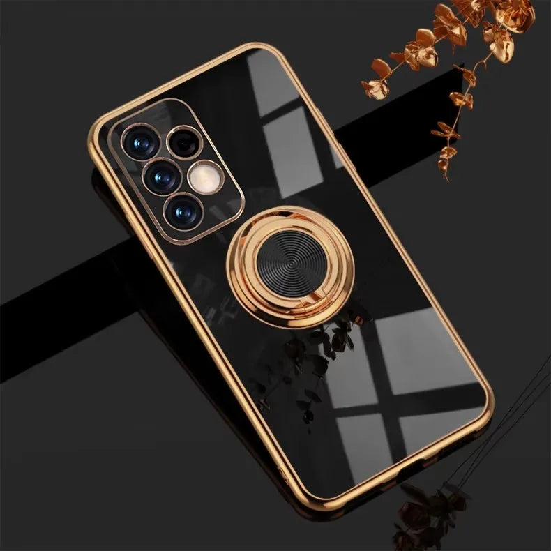 Luxury Plating Magnetic 360°Ring Holder Phone Case For Samsung Galaxy A07 A17 A56 A36 A16 A55 A35 A15 A54 A34 A53 A52 Back Cover