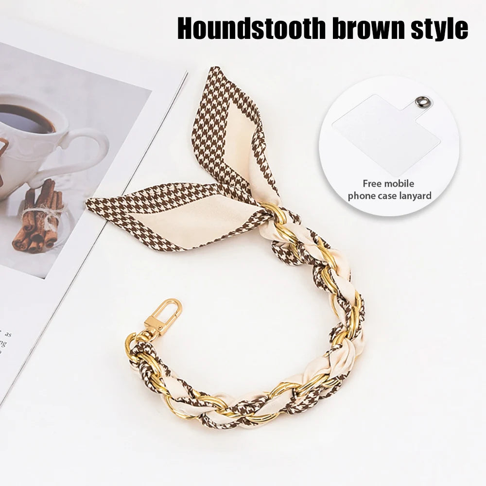 For Mobile Phone Short Lanyard Universal Silk Scarf Hand Wrist Strap Rope For Bag Chain Pendant Cell Phone Case Accessories
