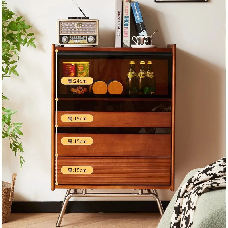 Solid wood chest Nordic, retro small apartment bedroom living room storage
