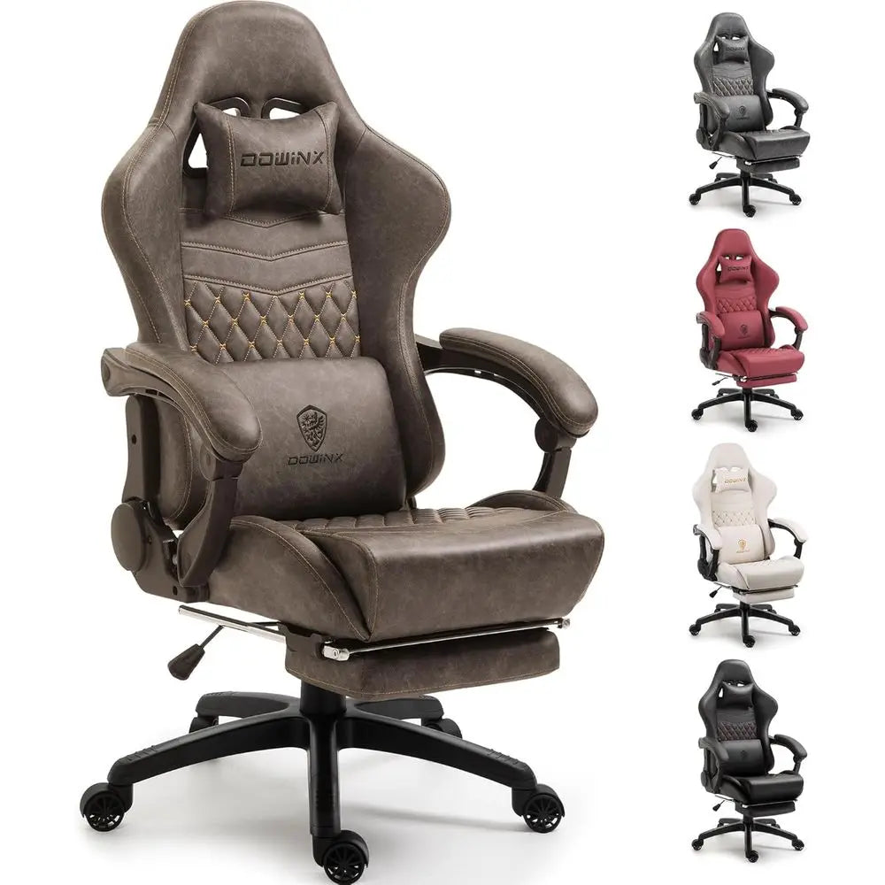 Big & Tall Vintage Gaming Chair or Adults, 400 lb acity Heavy Duty Ergonomic Computer Chair with Massage Lumbar, ootrest & Easy