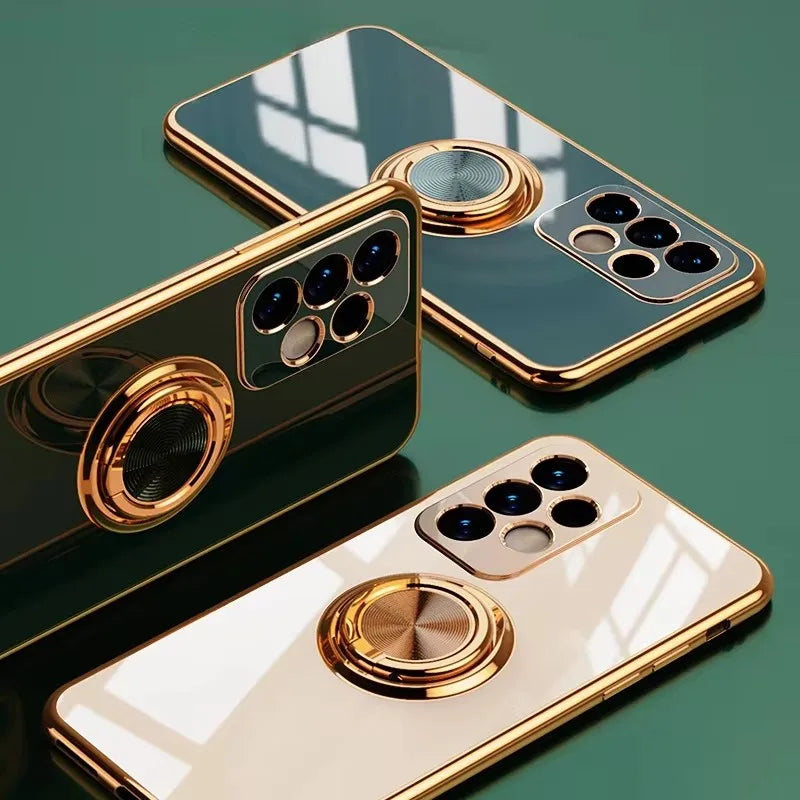 Luxury Plating Magnetic 360°Ring Holder Phone Case For Samsung Galaxy A07 A17 A56 A36 A16 A55 A35 A15 A54 A34 A53 A52 Back Cover