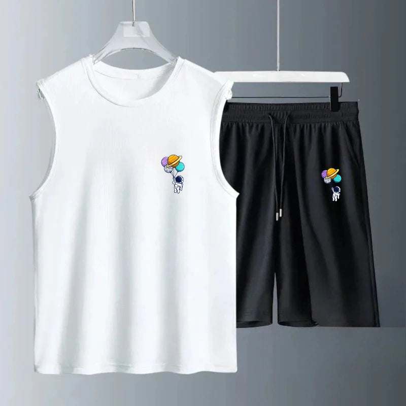 Men's Tank Top Sets 2026 Summer Quick drying sets for men beach Breathable sports  seaside oversize running Sportswear