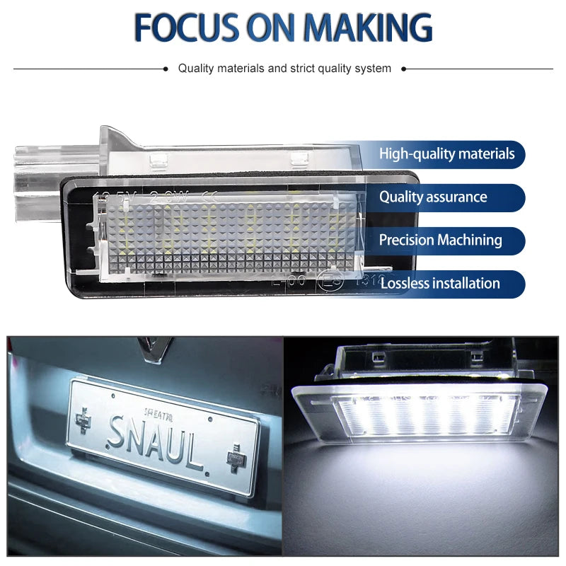 2Pcs LED License Number Plate Light Canbus Error-Free White Car Lamp For Renault Laguna II MK2 MK3 Automobiles Parts Accessories