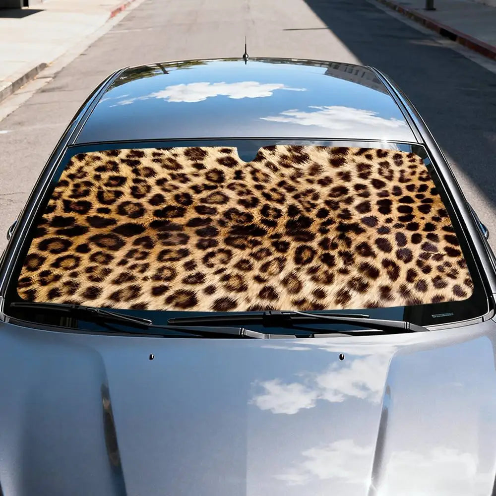 Animal Fur (Leopard Print) Car SunShade Windshield Car Windscreen Cover Sun Shade Auto Visor Car Accessories