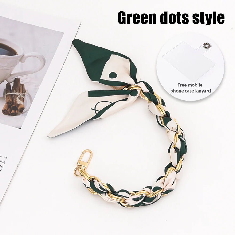 For Mobile Phone Short Lanyard Universal Silk Scarf Hand Wrist Strap Rope For Bag Chain Pendant Cell Phone Case Accessories