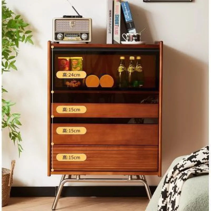 Solid wood chest Nordic, retro small apartment bedroom living room storage