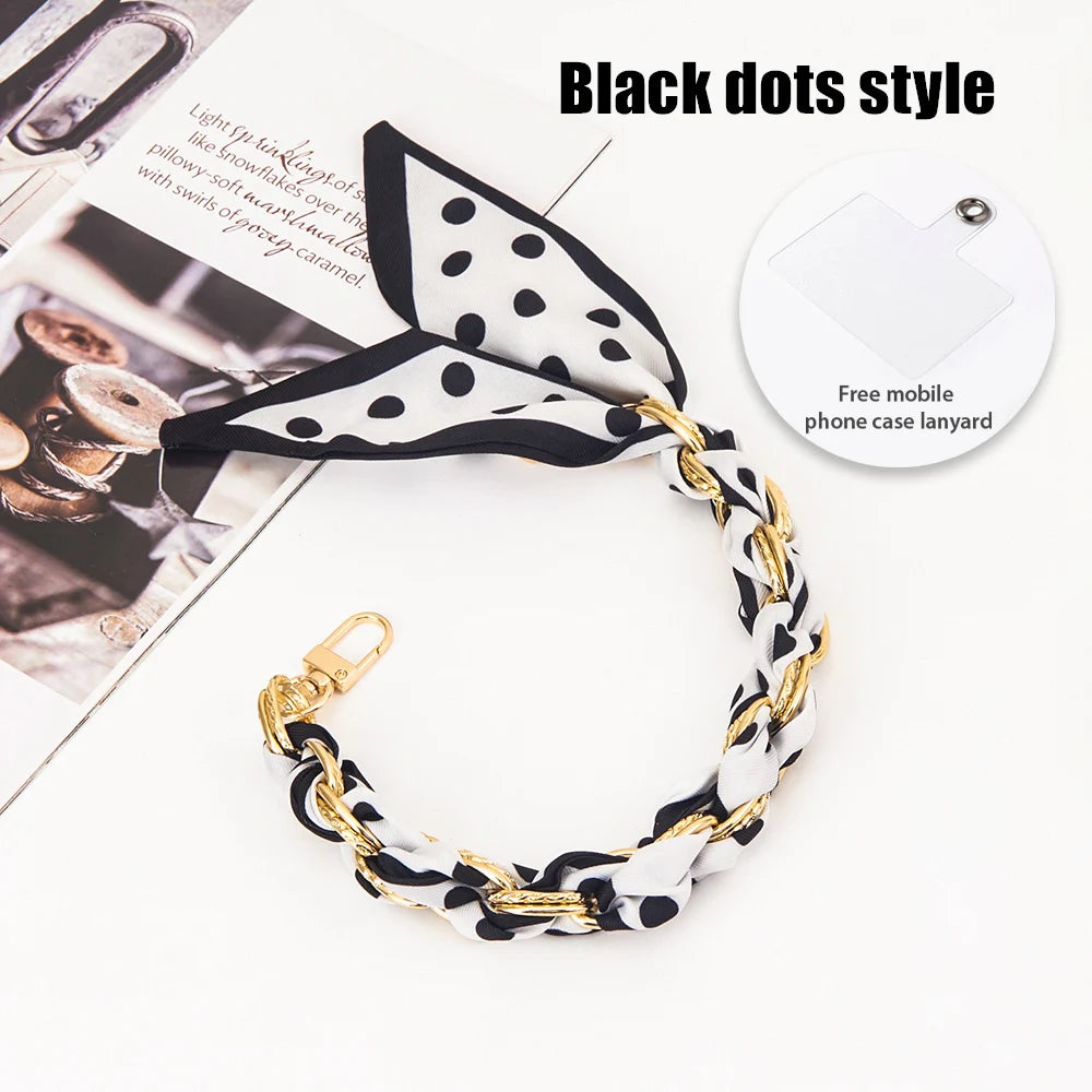 For Mobile Phone Short Lanyard Universal Silk Scarf Hand Wrist Strap Rope For Bag Chain Pendant Cell Phone Case Accessories