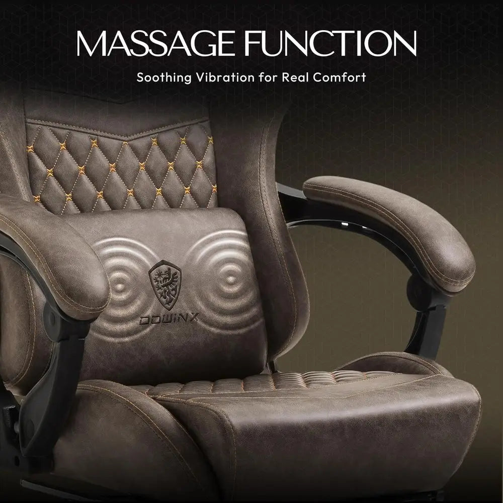 Big & Tall Vintage Gaming Chair or Adults, 400 lb acity Heavy Duty Ergonomic Computer Chair with Massage Lumbar, ootrest & Easy