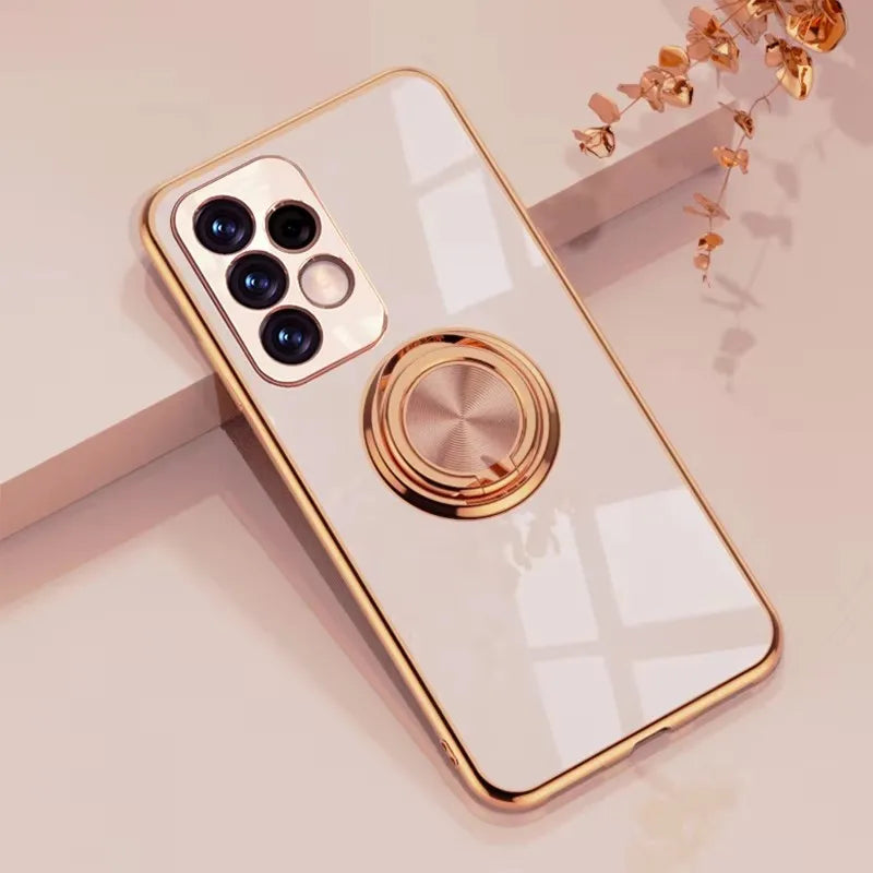 Luxury Plating Magnetic 360°Ring Holder Phone Case For Samsung Galaxy A07 A17 A56 A36 A16 A55 A35 A15 A54 A34 A53 A52 Back Cover