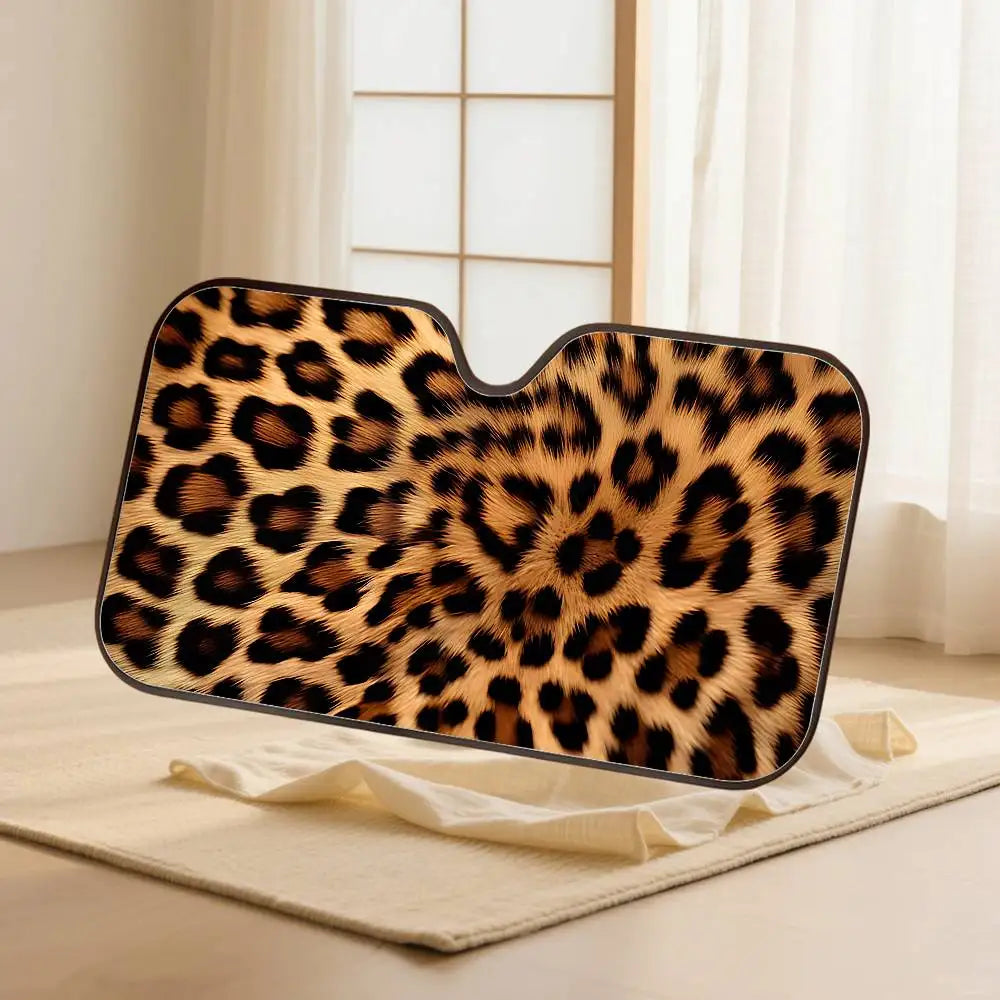 Animal Fur (Leopard Print) Car SunShade Windshield Car Windscreen Cover Sun Shade Auto Visor Car Accessories