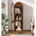 64.17 in Tall Arched Display Cabinet with Acrylic Glass Do5-Tier Kitchen Pantry Storage Cabiern Wood Curio Cabinet Bookcase or L