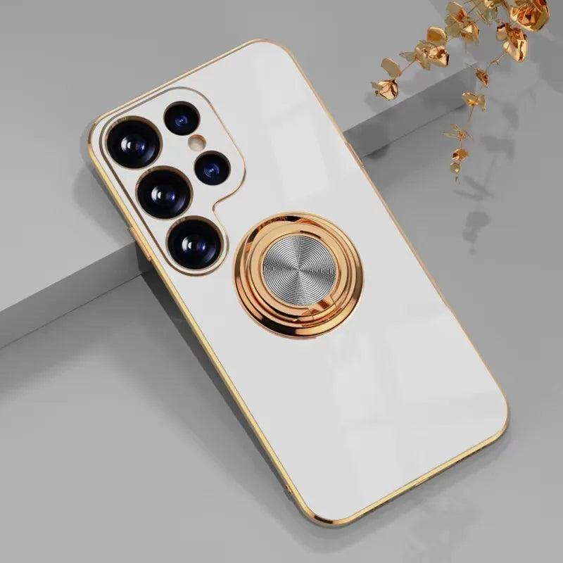 Luxury Plating Magnetic 360°Ring Holder Phone Case For Samsung Galaxy A07 A17 A56 A36 A16 A55 A35 A15 A54 A34 A53 A52 Back Cover