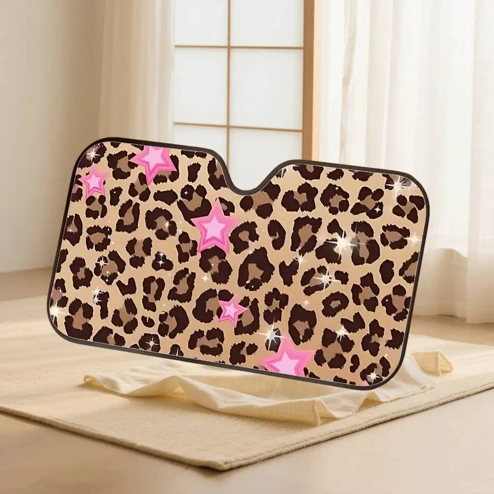 Animal Fur (Leopard Print) Car SunShade Windshield Car Windscreen Cover Sun Shade Auto Visor Car Accessories