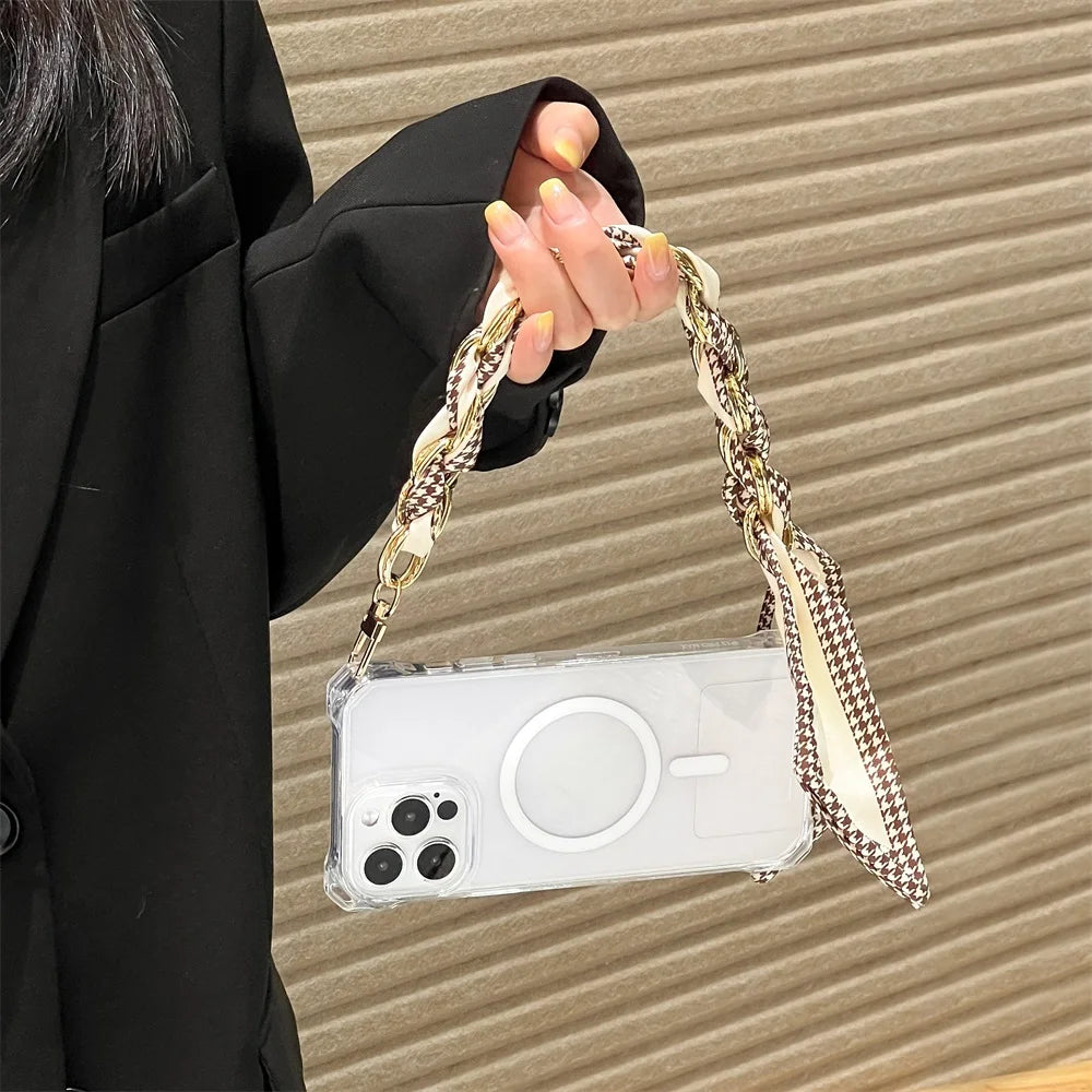 For Mobile Phone Short Lanyard Universal Silk Scarf Hand Wrist Strap Rope For Bag Chain Pendant Cell Phone Case Accessories