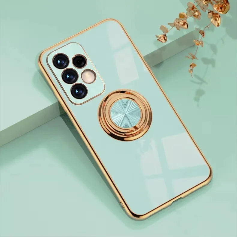 Luxury Plating Magnetic 360°Ring Holder Phone Case For Samsung Galaxy A07 A17 A56 A36 A16 A55 A35 A15 A54 A34 A53 A52 Back Cover