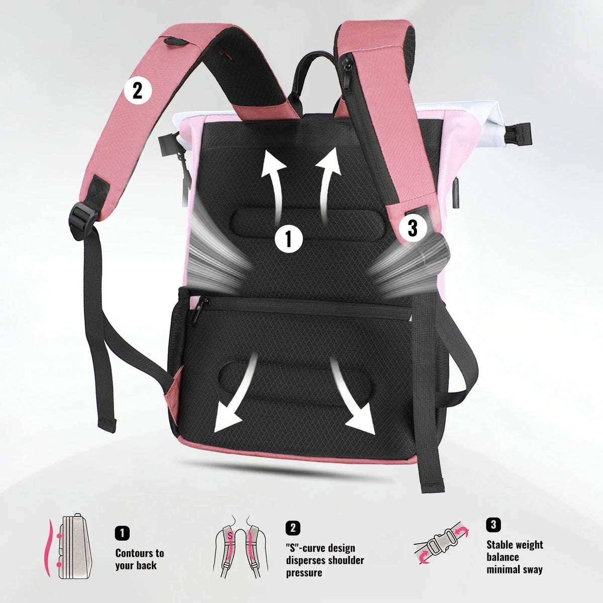 Heroic Knight Casual Travel Backpack Rolltop Anti-Theft Women School Backpack Sport Waterproof Business Laptop Backpack with USB