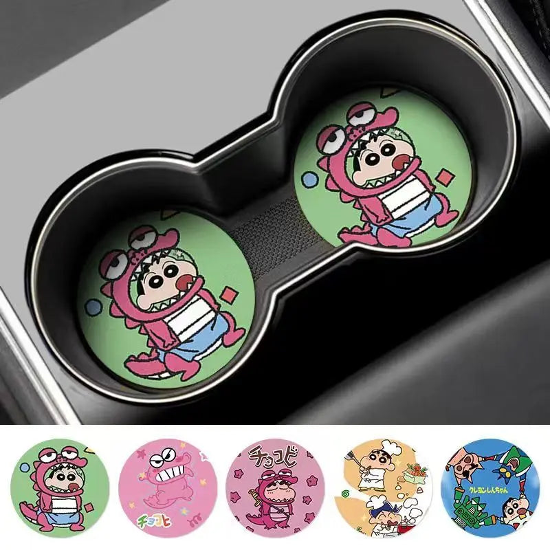 Crayon Shin-chan Nohara Shinnosuke Waniyama San Creative Car Interior Decoration Non-Slip Mat Cute Cartoon Car Storage Coaster