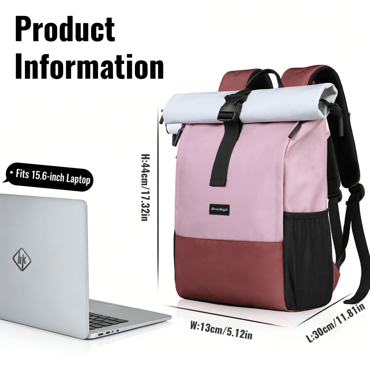 Heroic Knight Casual Travel Backpack Rolltop Anti-Theft Women School Backpack Sport Waterproof Business Laptop Backpack with USB