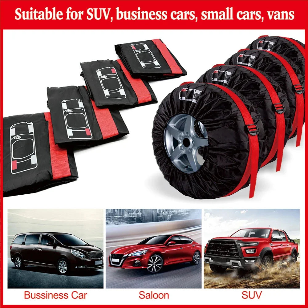 4PCS Car Spare Tire Cover Polyester Car Auto Wheel Tire Cover Protector Vehicle Tyre Wheel Covers Accessories Dustproof