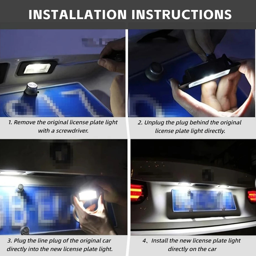 2X White LED Car License Plate Light Bulbs Auto Accessories For BMW E46 X5 E70 X6 E71 E72 E90 E92 E93 E91 M3 E39 M5 E60 E61 E82
