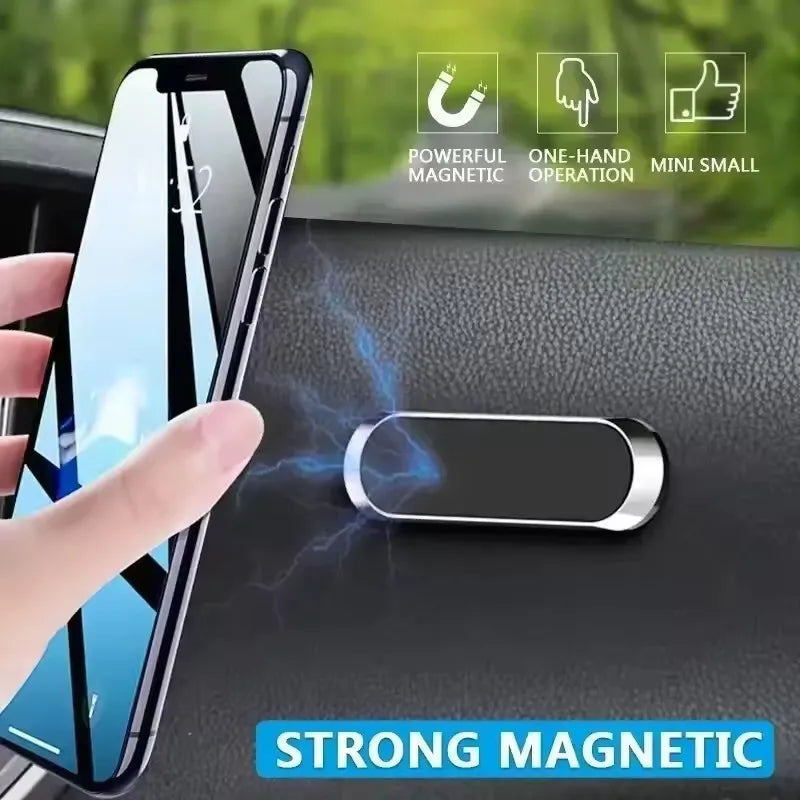 Strip Metal Magnetic Phone Holder Magnetic Car Phone Holder Stand Zinc Alloy Magnet Car GPS Support Mount Cellphone Holder Stand