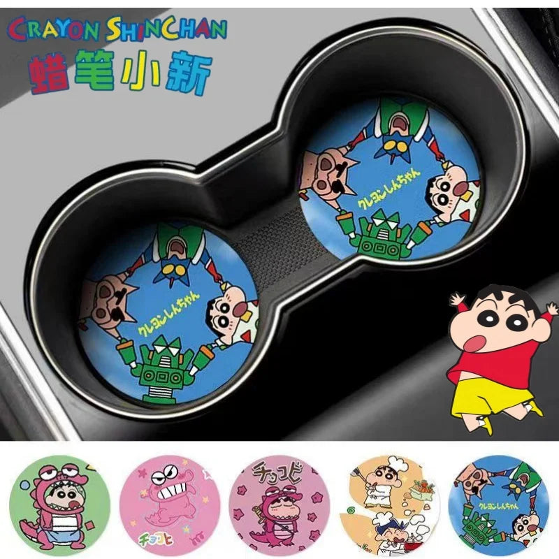 Crayon Shin-chan Nohara Shinnosuke Waniyama San Creative Car Interior Decoration Non-Slip Mat Cute Cartoon Car Storage Coaster
