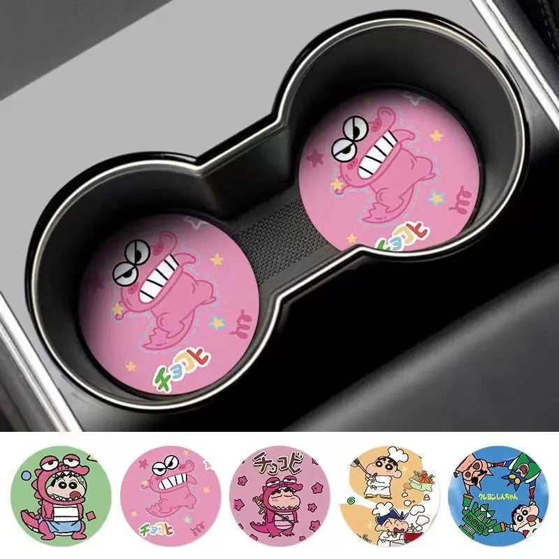 Crayon Shin-chan Nohara Shinnosuke Waniyama San Creative Car Interior Decoration Non-Slip Mat Cute Cartoon Car Storage Coaster