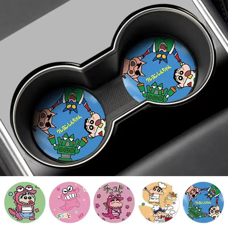Crayon Shin-chan Nohara Shinnosuke Waniyama San Creative Car Interior Decoration Non-Slip Mat Cute Cartoon Car Storage Coaster