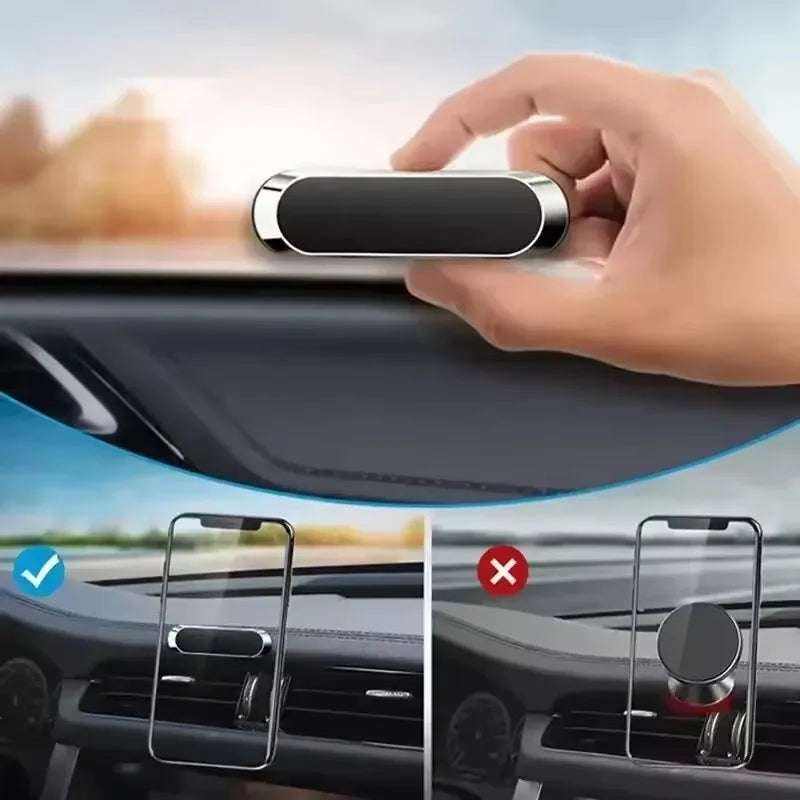 Strip Metal Magnetic Phone Holder Magnetic Car Phone Holder Stand Zinc Alloy Magnet Car GPS Support Mount Cellphone Holder Stand