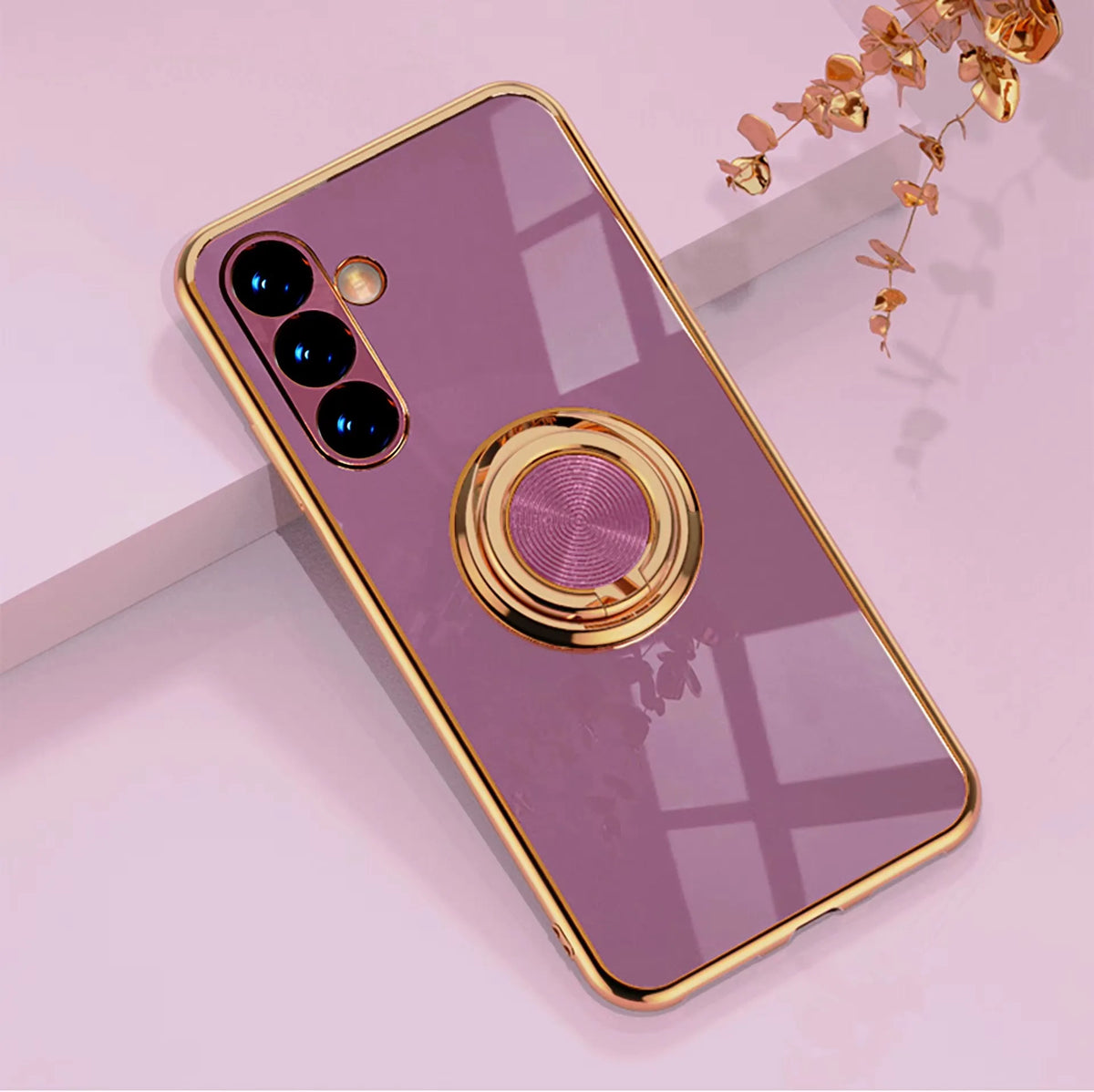 Luxury Plating Magnetic 360°Ring Holder Phone Case For Samsung Galaxy A07 A17 A56 A36 A16 A55 A35 A15 A54 A34 A53 A52 Back Cover