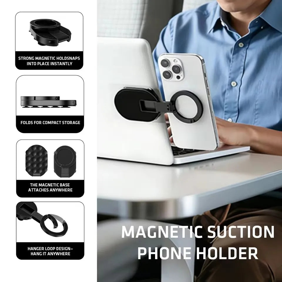 MA39 Magnetic Foldable Phone Stand Universal 360° Rotation Desktop Mobile Holder With Suction Cups At The Bottom