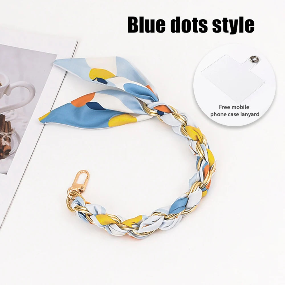 For Mobile Phone Short Lanyard Universal Silk Scarf Hand Wrist Strap Rope For Bag Chain Pendant Cell Phone Case Accessories